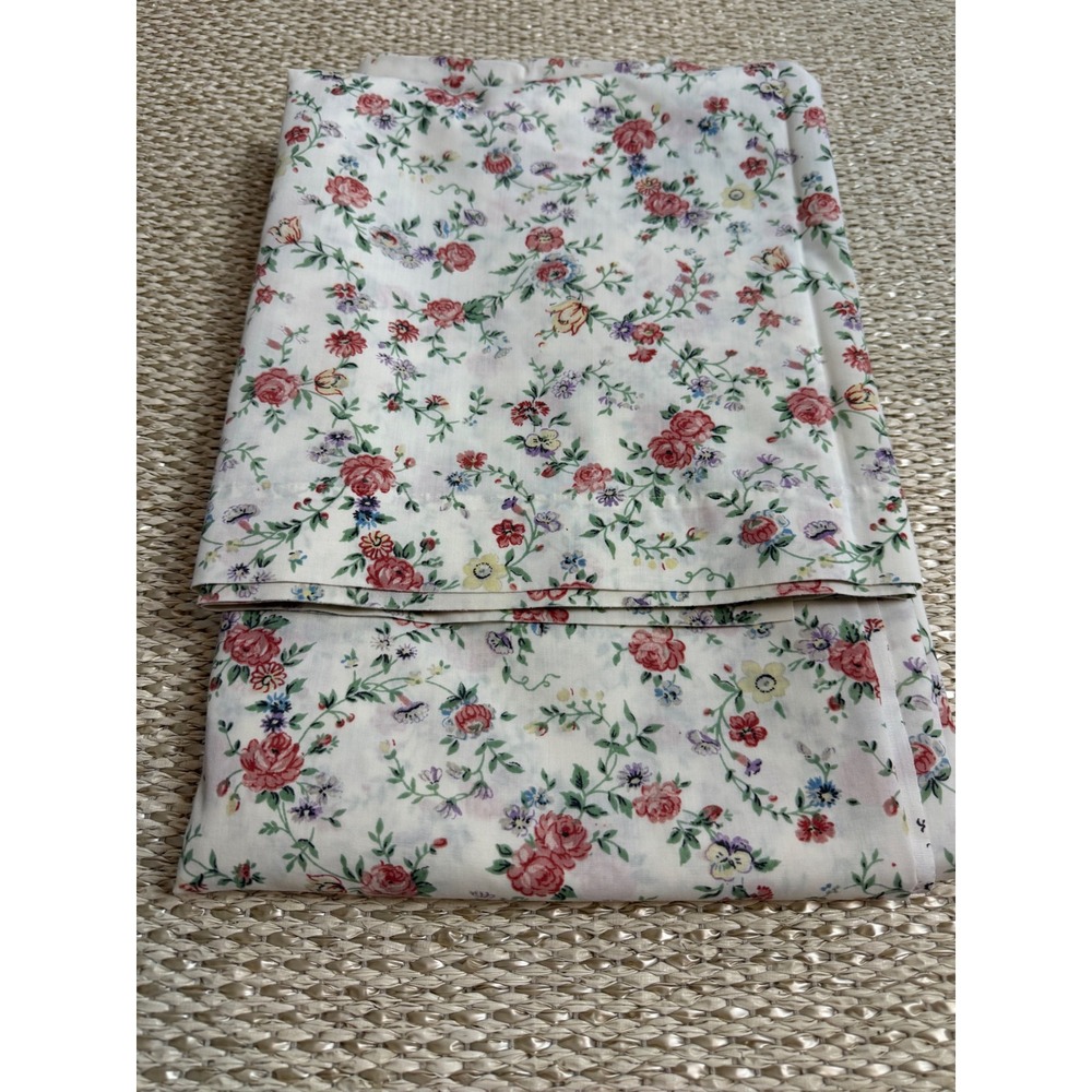 Vintage JCPenney country Queen Flat Sheet Floral Rose Cottagecore countrycore